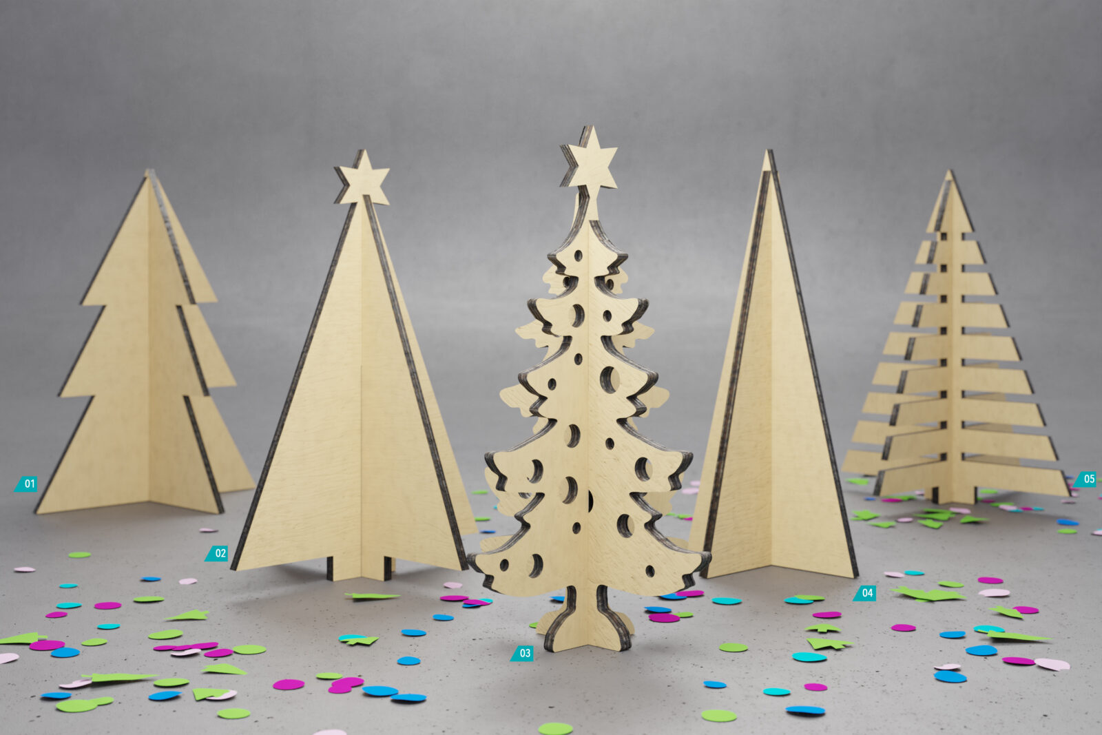 Steckweihnachtsbäume aus Holz