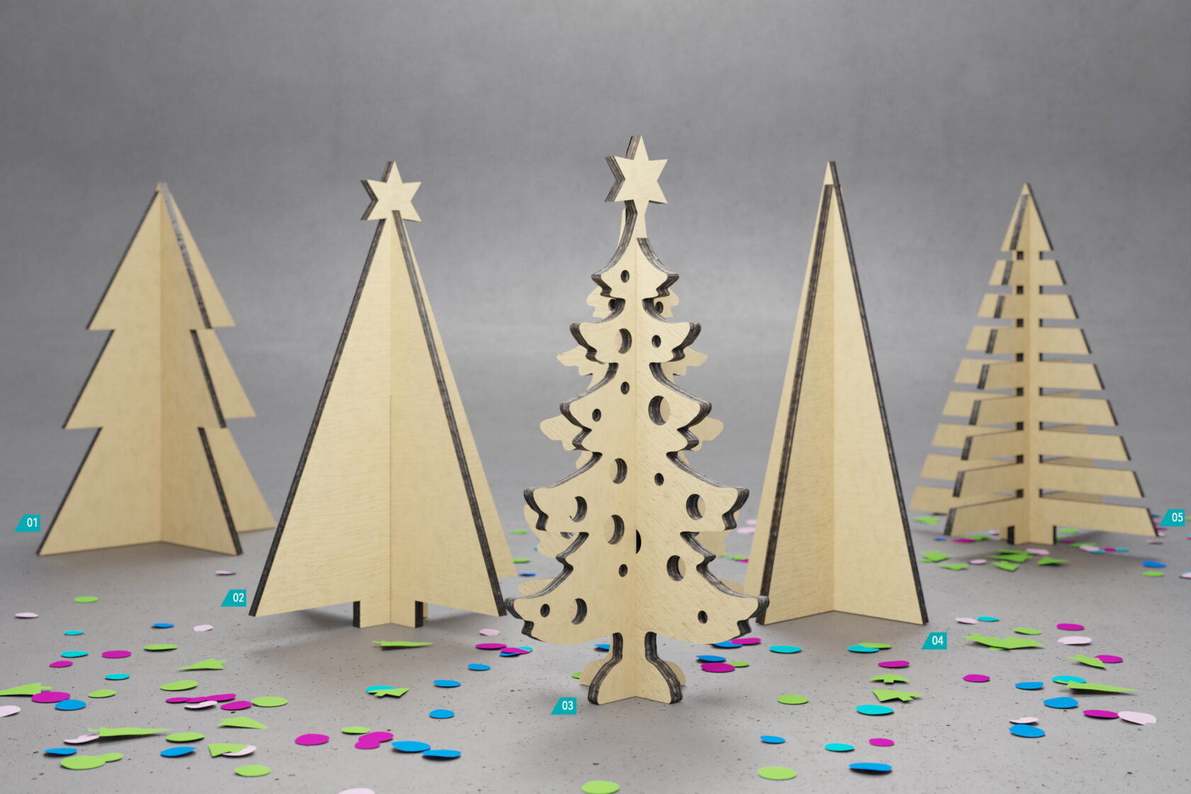 Steckweihnachtsbäume aus Holz