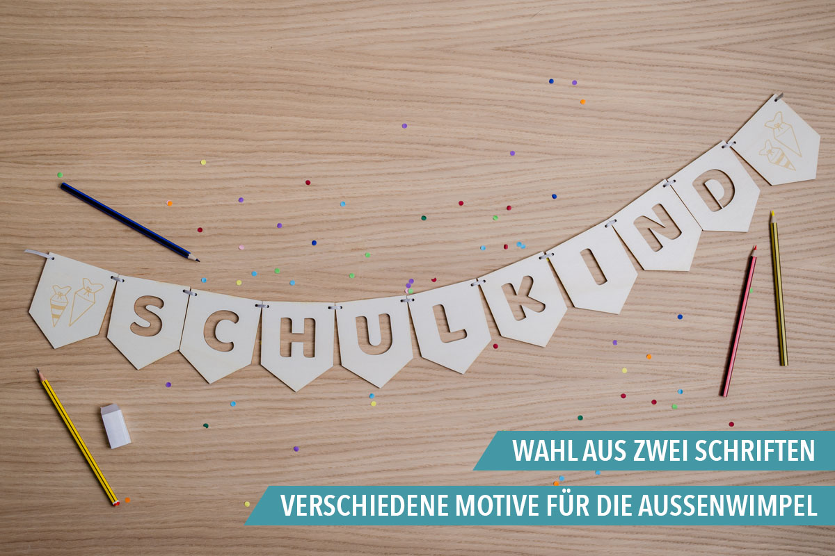Wimpelkette zur Einschulung in verschiedenen Varianten