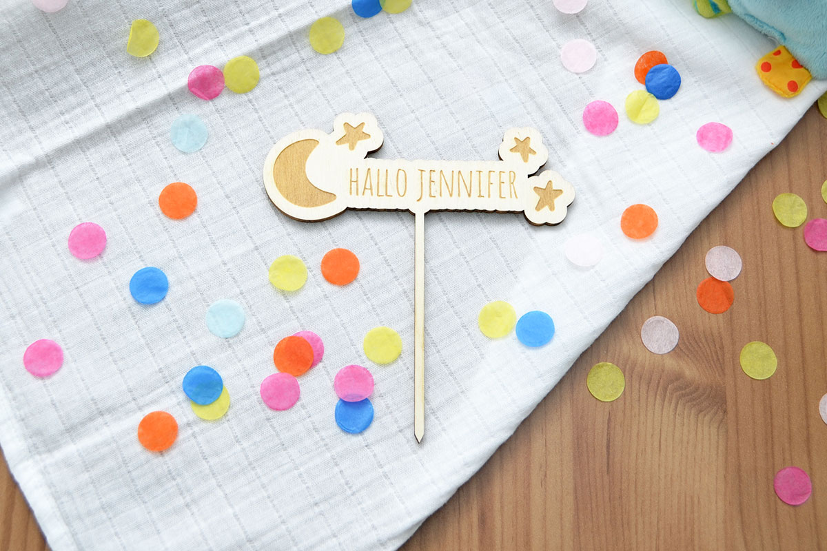 Cake-Topper zur Geburt mit Name