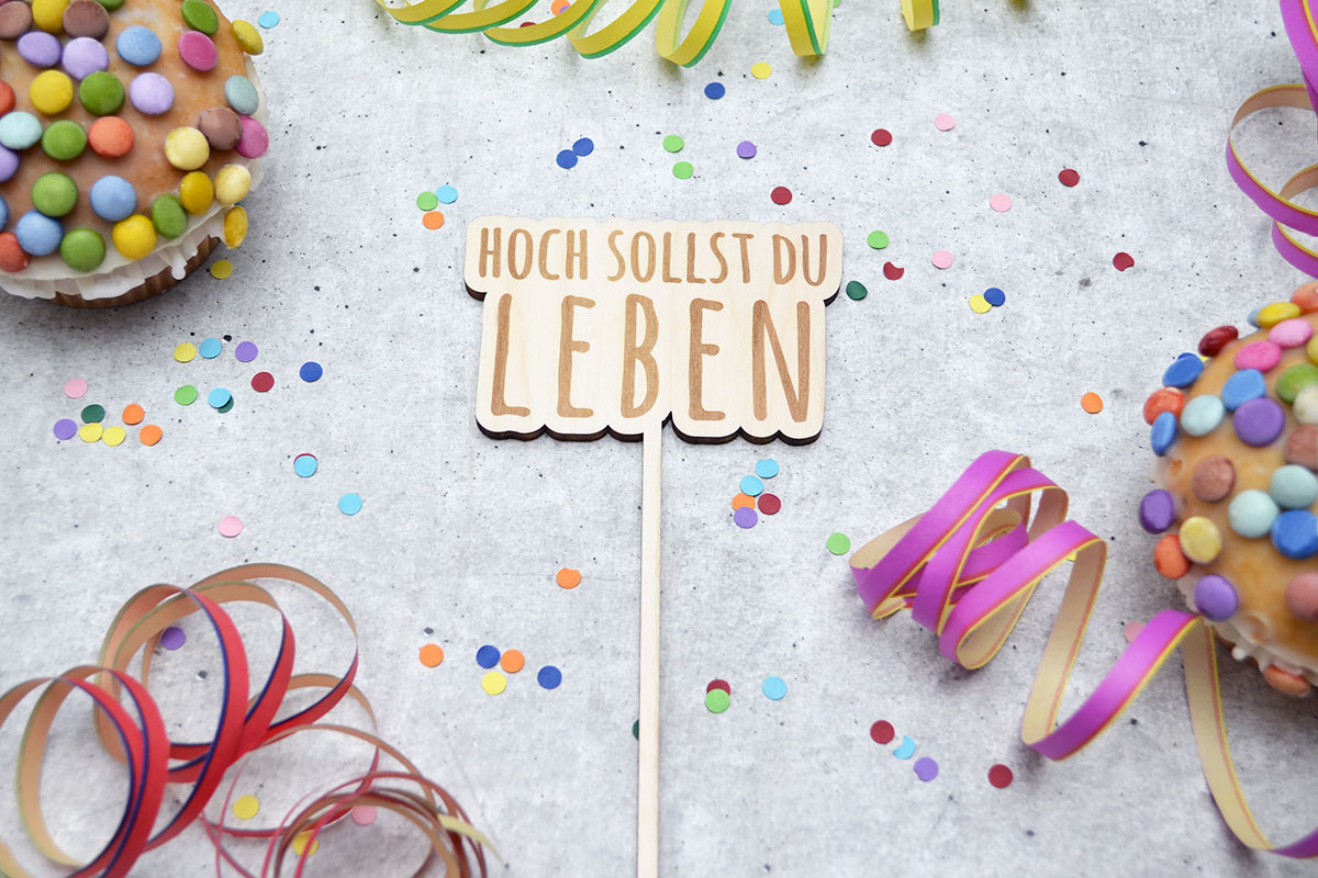 Cake-Topper "Hoch sollst du leben"