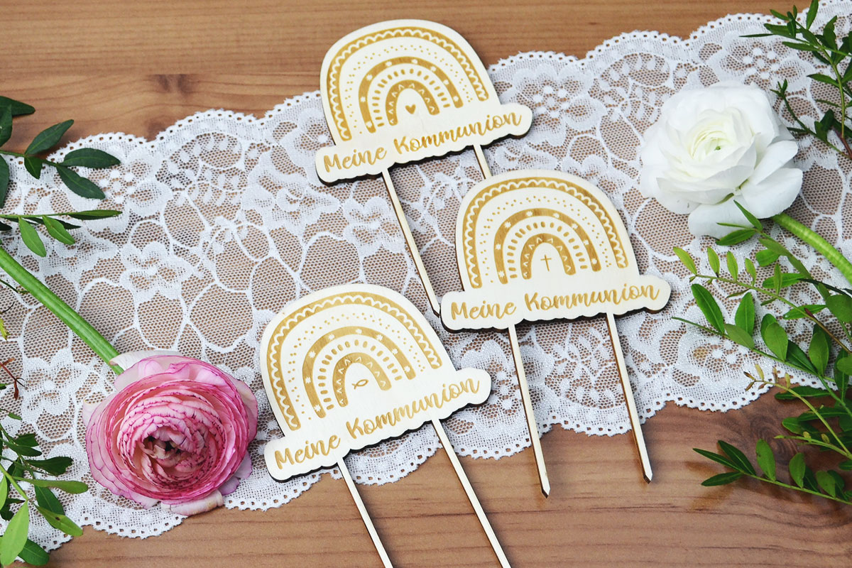 Regenbogen-Cake-Topper zur Kommunion