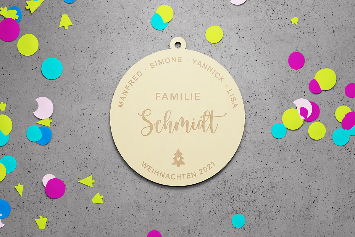 Personalisierter Weihnachtsbaumanhänger mit Familienname