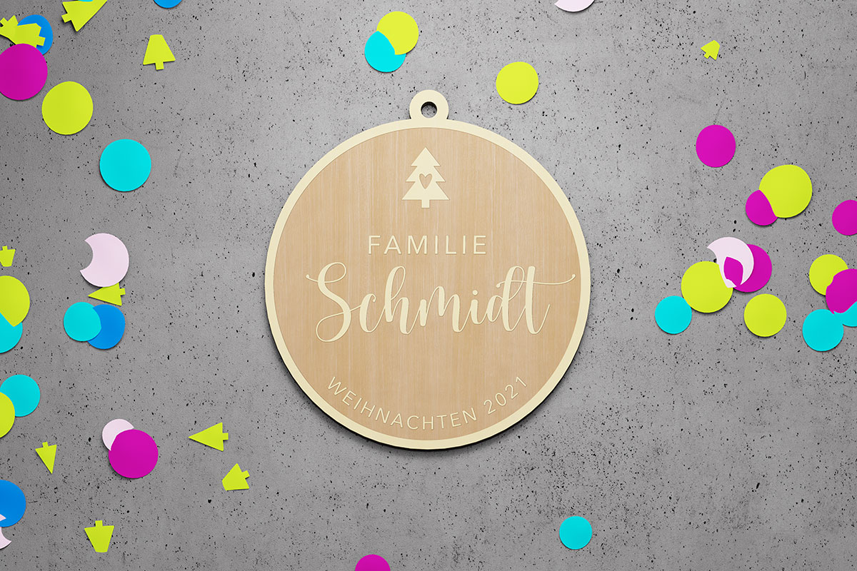 Personalisierter Weihnachtsbaumanhänger mit Familienname