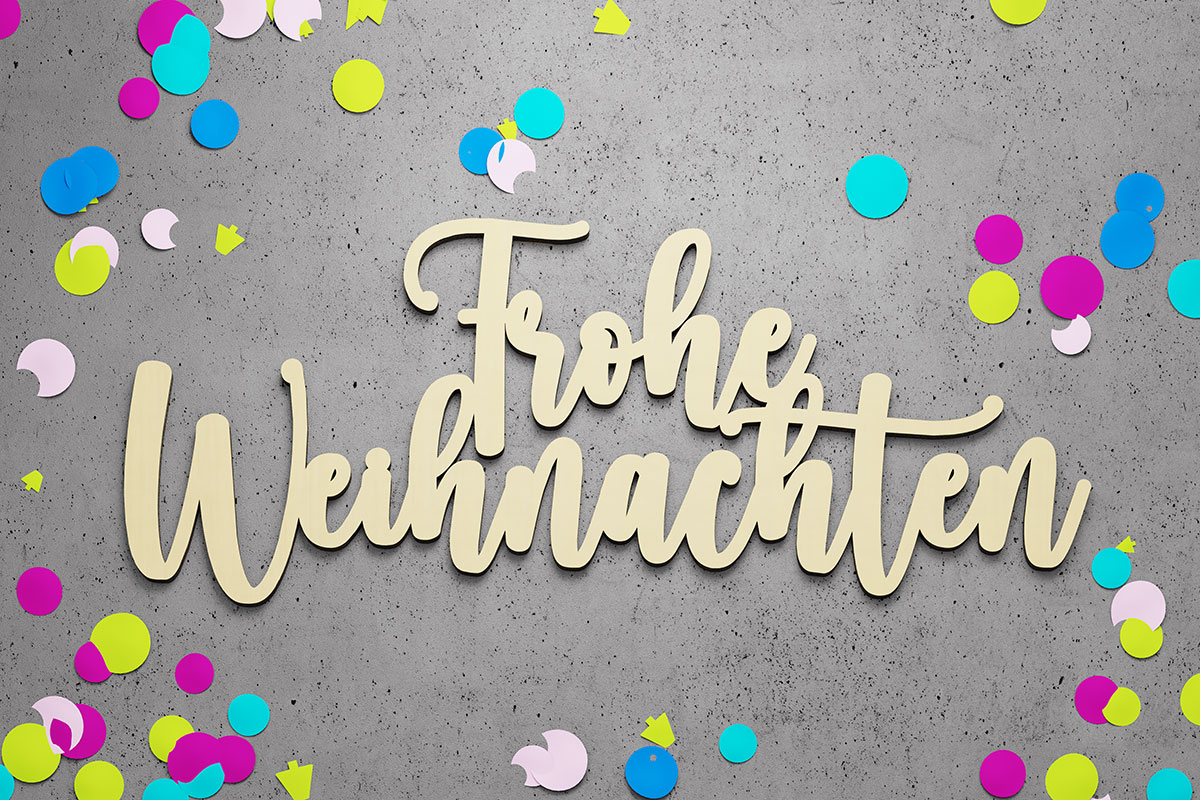 Schriftzug "Frohe Weihnachten"